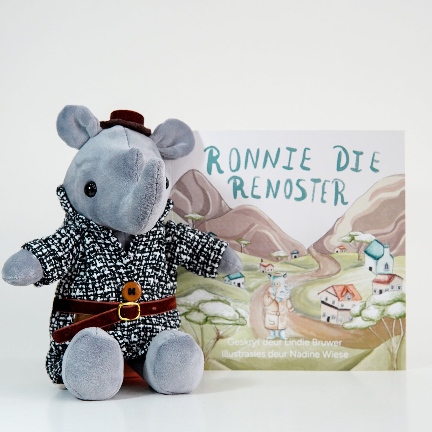 Ronnie die Renoster Storie en Knuffeldiertjie Stel