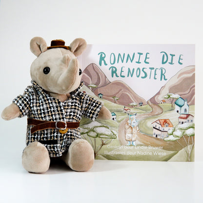 Ronnie die Renoster Storie en Knuffeldiertjie Stel